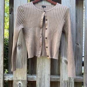 Quince Eco-Soft  Cropped Cardigan Taupe Sustainable Minimalist Clean Girl L